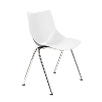 Shell chair with silver gray two-layer epoxy structure and white plastic shell